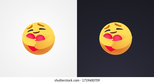 Social Media Care emoji hugging a heart. Symbol of care and support, show the love for loved ones who are a very long distance for me