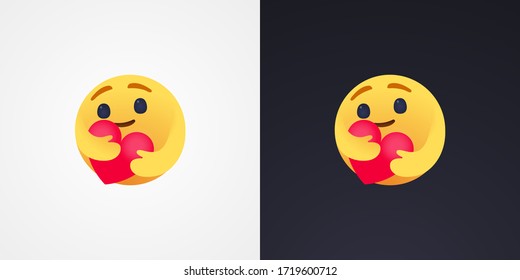 Social Media Care emoji hugging a heart. Symbol of care and support, show the love for loved ones who are a very long distance for me