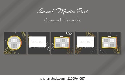 Social media carousel luxury golden feed post template