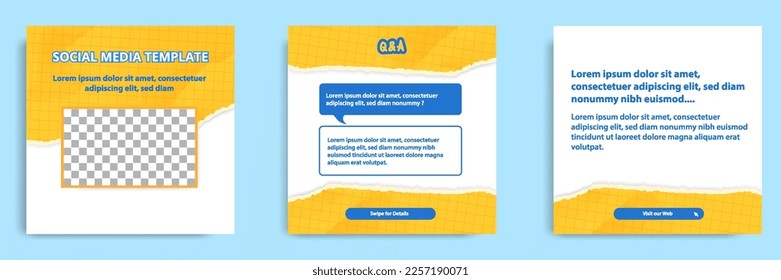 Social media carousel post banner layout for tips, did you know, podcast, motivation, self-development, product, service knowledge template. Torn paper design element and texture. Vector illustration