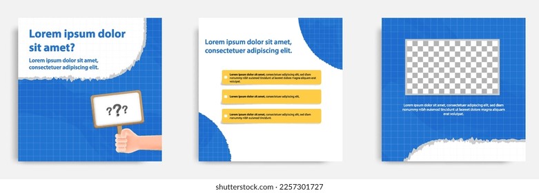 Social media carousel post banner layout for tips, did you know, podcast, motivation, self-development, product, service knowledge template. Torn paper design element and texture. Vector illustration