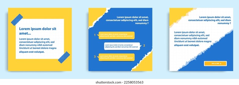 Social media carousel post banner layout for tips, did you know, podcast, motivation, self-development, product, service knowledge template. Torn paper design element and texture. Vector illustration