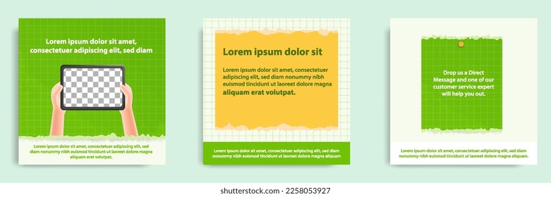 Social media carousel post banner layout for tips, did you know, podcast, motivation, self-development, product, service knowledge template. Torn paper design element and texture. Vector illustration