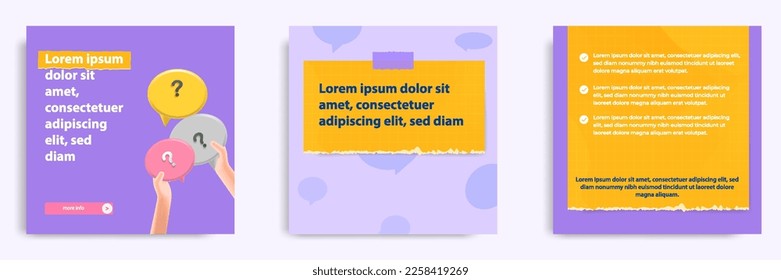 Social media carousel post banner layout for tips, did you know, podcast, motivation, self-development, product, service knowledge template. Torn paper design element and texture. Vector illustration