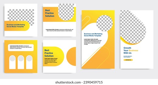 Social media carousel post banner layout in gradient yellow color background. For tips podcast, motivation, self-development, product, ads, influencer, microblog, sharing knowledge template. Vector