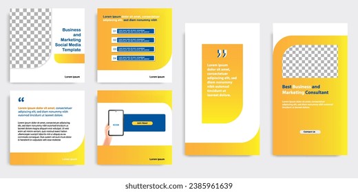 Social media carousel post and stories banner layout in gradient yellow color background. For tips podcast, motivation, self-development, product, ads, influencer, microblog,  template. Vector