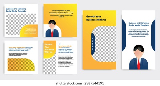 Social media carousel post and stories banner layout in gradient yellow color background. For tips podcast, motivation, self-development, product, ads, influencer, microblog,  template. Vector