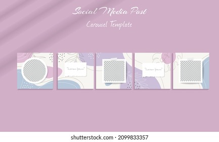 Social media carousel post template with continuous background puzzle