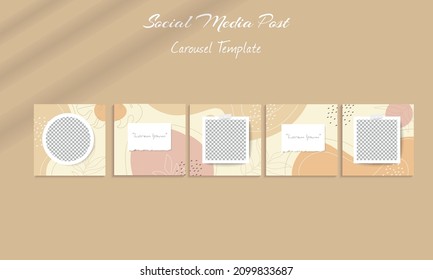 Social media carousel post template with continuous background puzzle