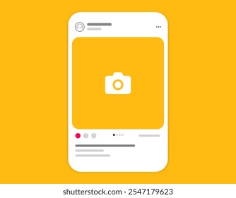 Social media carousel post template mockup. Mobile app interface with blank pictures, editable posts. Scroll frame pages, social media photography.