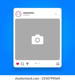 Social media carousel post template mockup. Mobile app interface with blank pictures, editable posts. Scroll frame pages, social media photography.