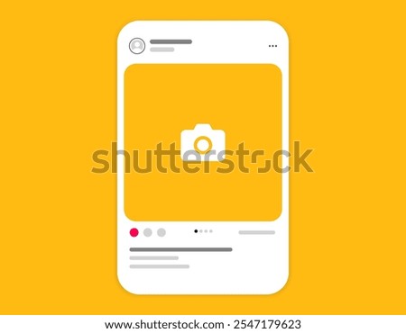 Social media carousel post template mockup. Mobile app interface with blank pictures, editable posts. Scroll frame pages, social media photography.