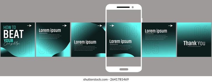 social media carousel, step by step guide to write Instagram carousel design,Set of LinkedIn carousel post.