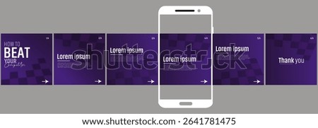 social media carousel, step by step guide to write Instagram carousel design,Set of LinkedIn carousel post.