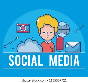 Social Media Cartoons Concept Stock Vector (Royalty Free) 1135567721 ...