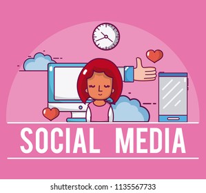 Social media cartoons concept