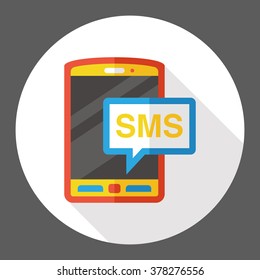 social media cellphone flat icon; SMS