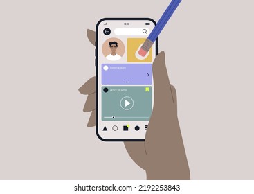 Un concepto de censura de medios sociales, un perfil personal borrado con un borrador de lápiz