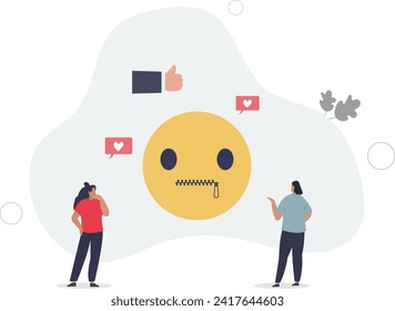 Social media censorship and free speech restriction .Opinion expression limitation with ban or mute on comments or article posts.