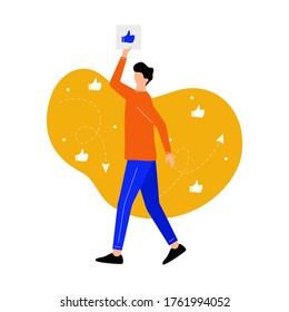 Social media character with young men