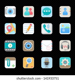 Social media and chat application icons black background