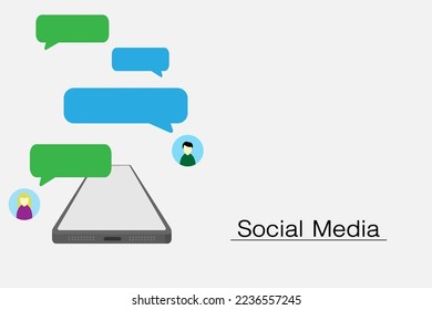Antecedentes en los chats de los medios sociales, comunicándose con varias personas al mismo tiempo usando un chat de aplicación. ilustración social 