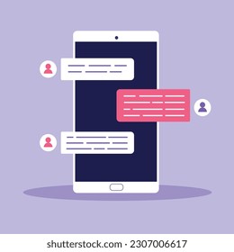 Soziale Medien und Chat, mobile Vektorgrafik, Nachrichten, Vektorgrafik und Symbol, Flachsymbol, Vektorgrafik