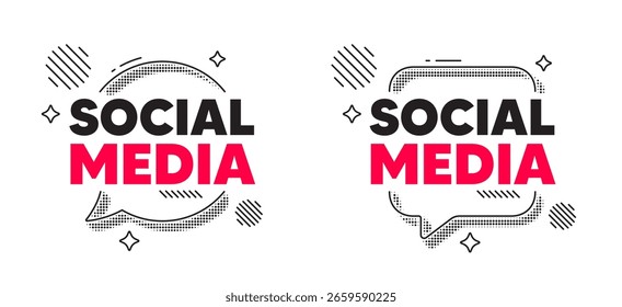 Burbuja de discurso de chat de redes sociales. Concepto de medios sociales. Texto en redes sociales. Icono de etiqueta de red social. puesto de Web. Burbuja de chat de diseño de línea. Vector