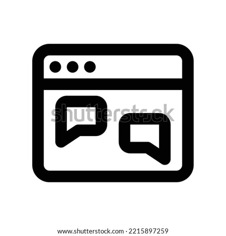 Social media chating icon with browser and in black outline style