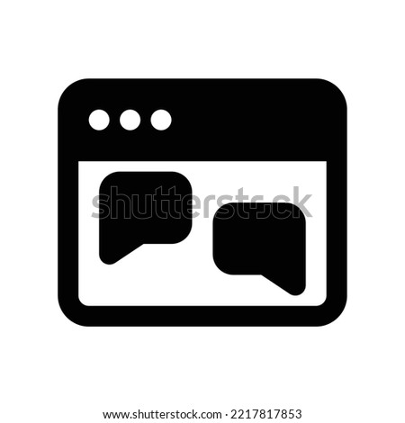 Social media chating icon with browser and in black outline style