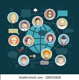 Social Media Circles, Network Illustration, Vector, Icon