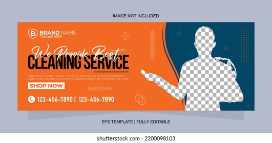 Social Media Cleaning Service Banner Design. Cleaning Service Facebook Cover Template