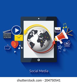 Social media. Cloud of application icons. Set for web and mobile applications of social media