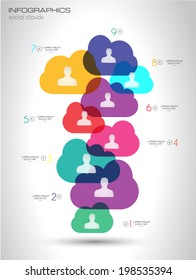 Social Media and Cloud concept Infographic background with a lot of icons for seo, advertising banners, cover materials or branding brochures
