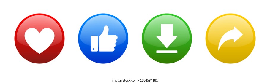 Social media colored button collection. Isolated vector illustration. Networking circle buttons. Web buttons collection. EPS 10