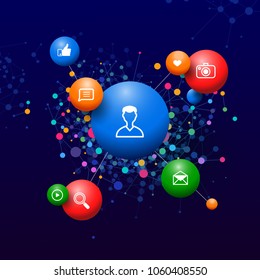 Social Media. Colorful illustration with network technology communication background. Vector