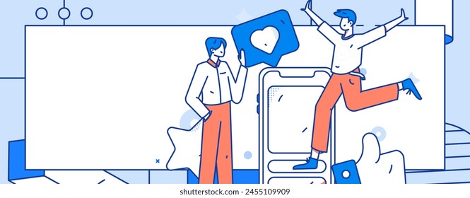 Social Media Kommentare Flat People Vektorgrafik Concept Illustration
