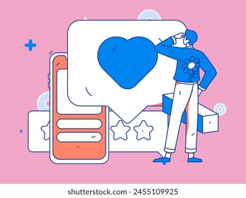 Social media comments flat people vector concept illustration
