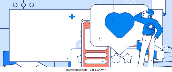 Social media comments flat people vector concept illustration
