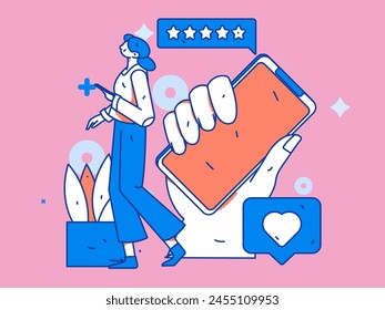 Social media comments flat people vector concept illustration
