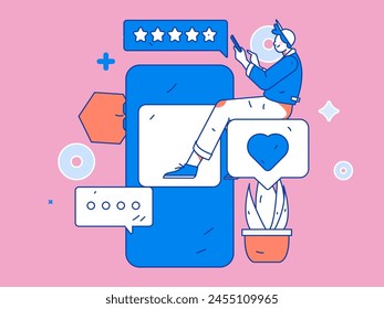 Social Media Kommentare Flat People Vektorgrafik Concept Illustration
