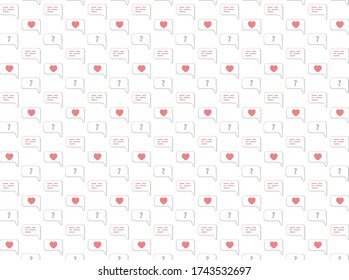 Antecedentes de comunicación en medios sociales. Patrón vectorial con burbujas de voz y chats en blanco.