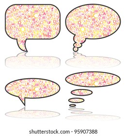 Social Media, communication bubbles with letters, vector