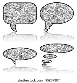 Social Media, communication bubbles with letters, vector