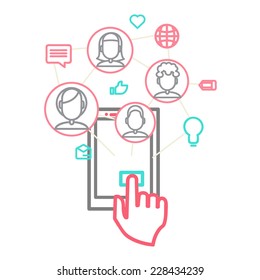social media, communication in the global computer networks vector illustration eps 10