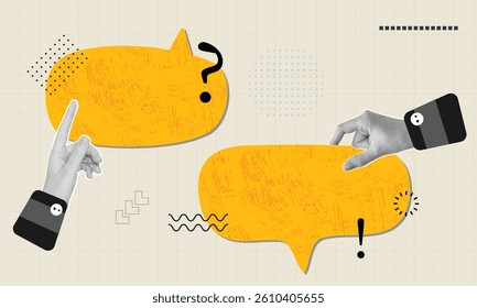 Social media communication. Halftone contemporary art.