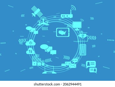 Social Media Communication Internet Network Connection Background Vector Illustration,Global network connection.  of global business. Vector Illustration.