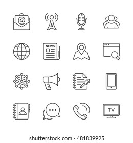 social media & Communication line icons set. black color