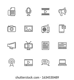 Social Media Communication outline icons set - Black symbol on white background. Social Media Communication Simple Illustration Symbol lined simplicity Sign. Flat Vector thin line Icon editable stroke