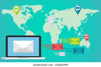Social Media Communication World Map Concept Internet